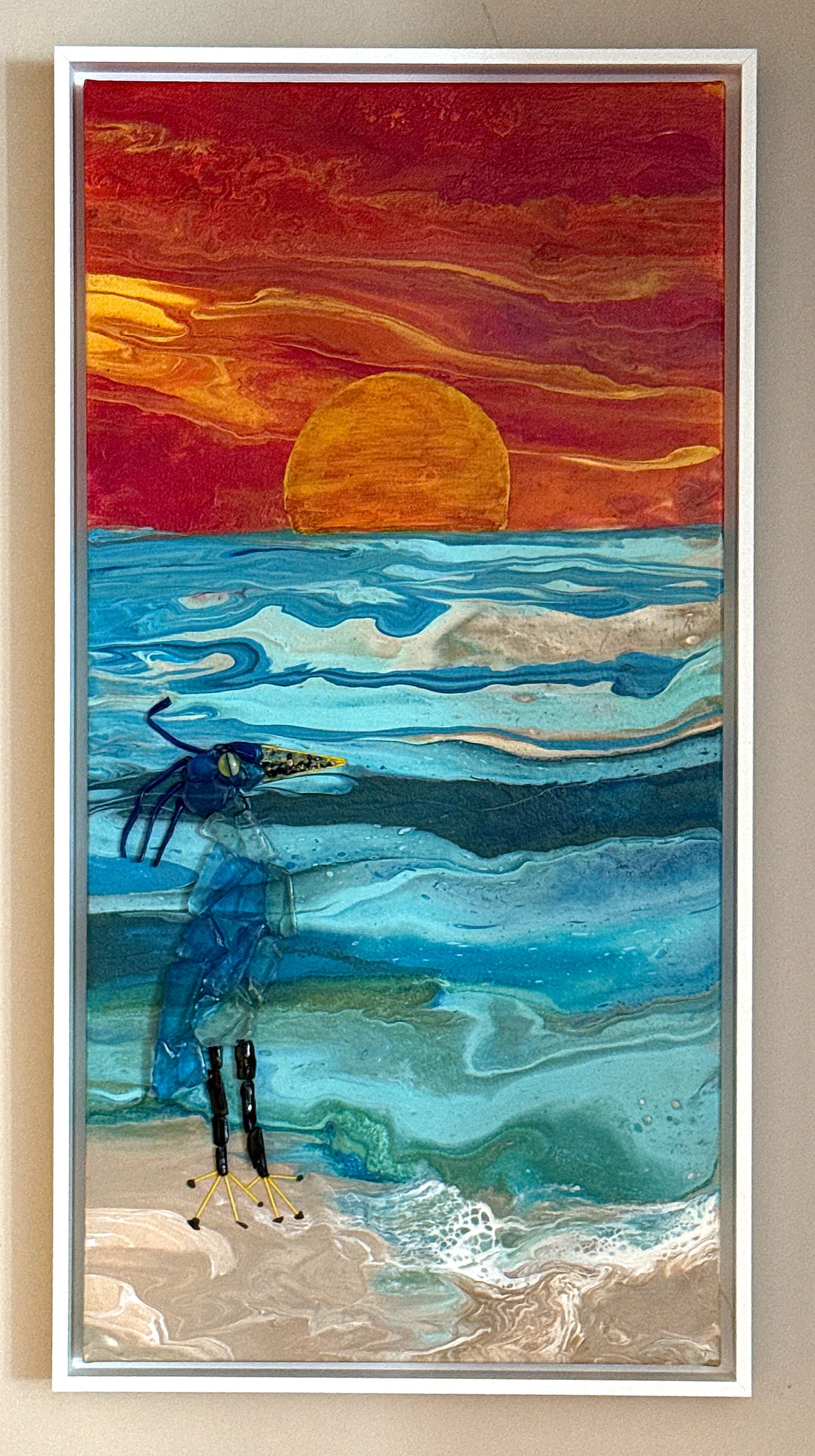 Blue Heron at Sunset Painting