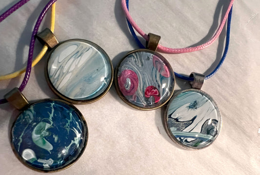 Fluid Art Circle Necklaces