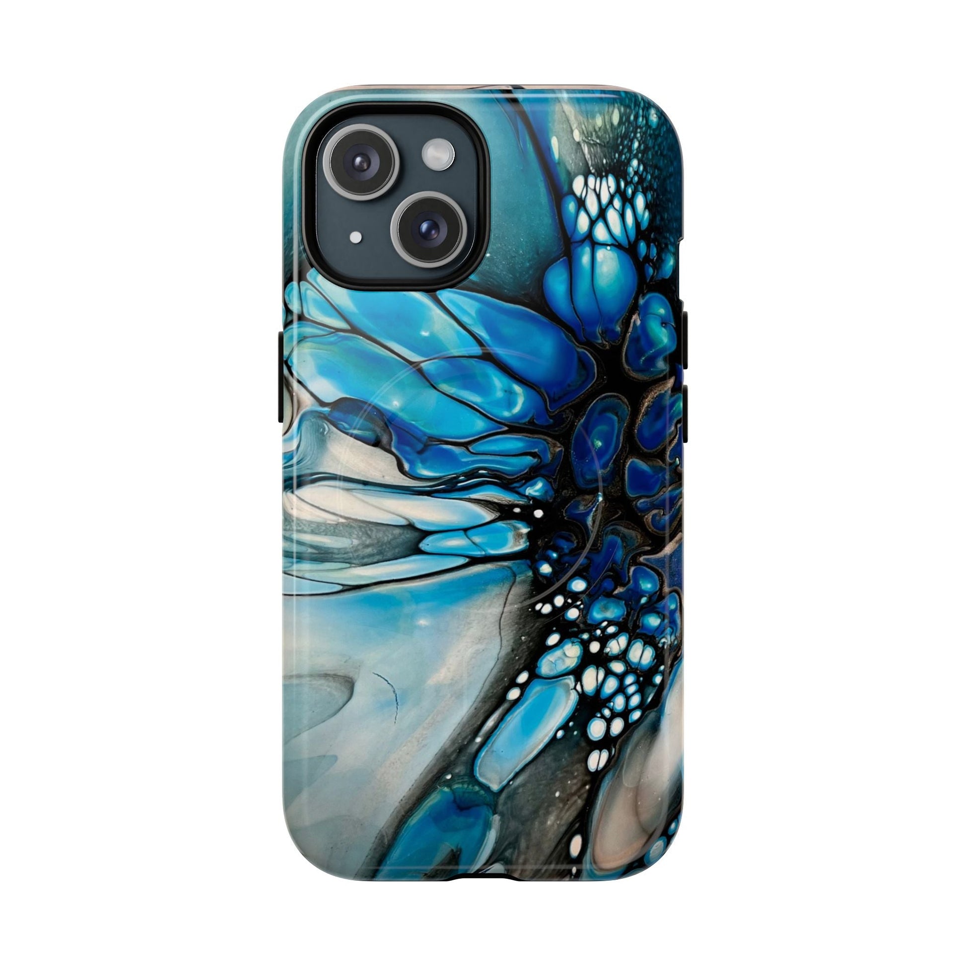 Cool Blue Flower Abstract Art Tough Magnetic Phone Case for Iphones - Birdsong Lane Art