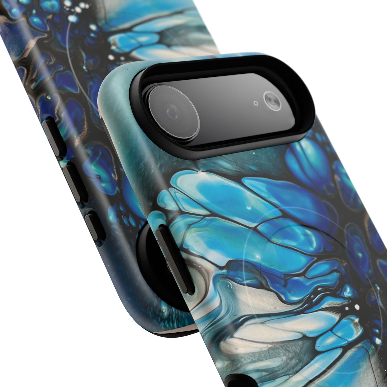 Cool Blue Flower Abstract Art Tough Magnetic Phone Case for Iphones - Birdsong Lane Art