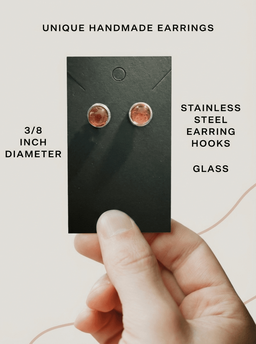 Copper - Colored Handmade Stud Earrings - Birdsong Lane Art