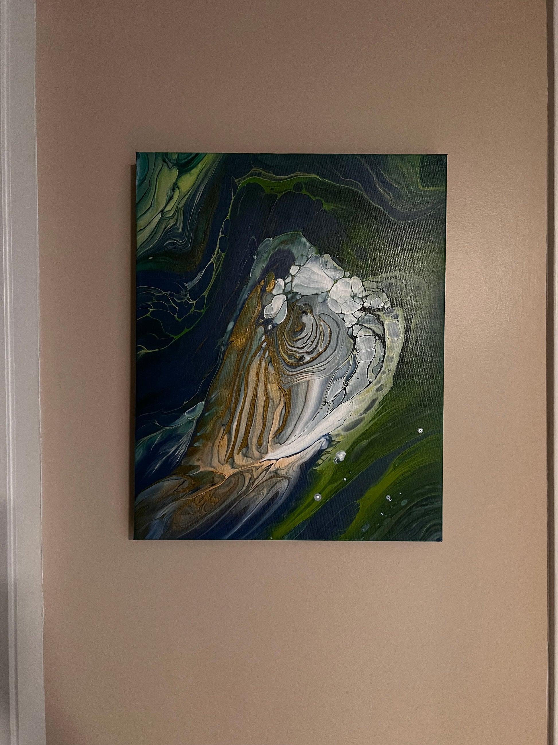 Earthly Love Original Painting in Green and Gold - Birdsong Lane Art