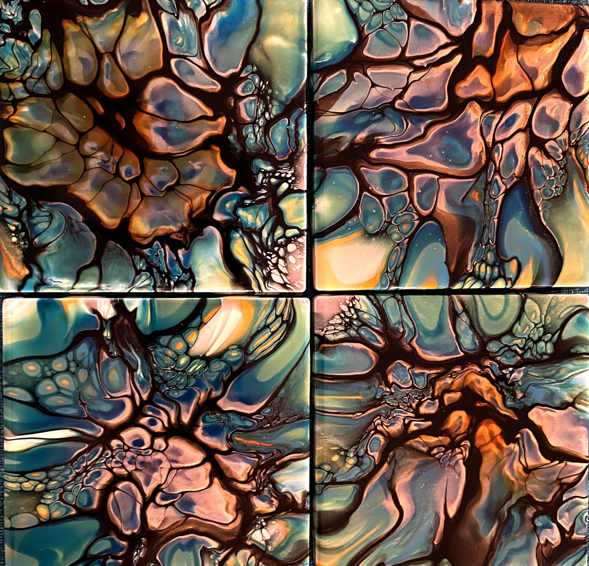 Green Blue Coasters - Set of 4 (Copy) - Birdsong Lane Art