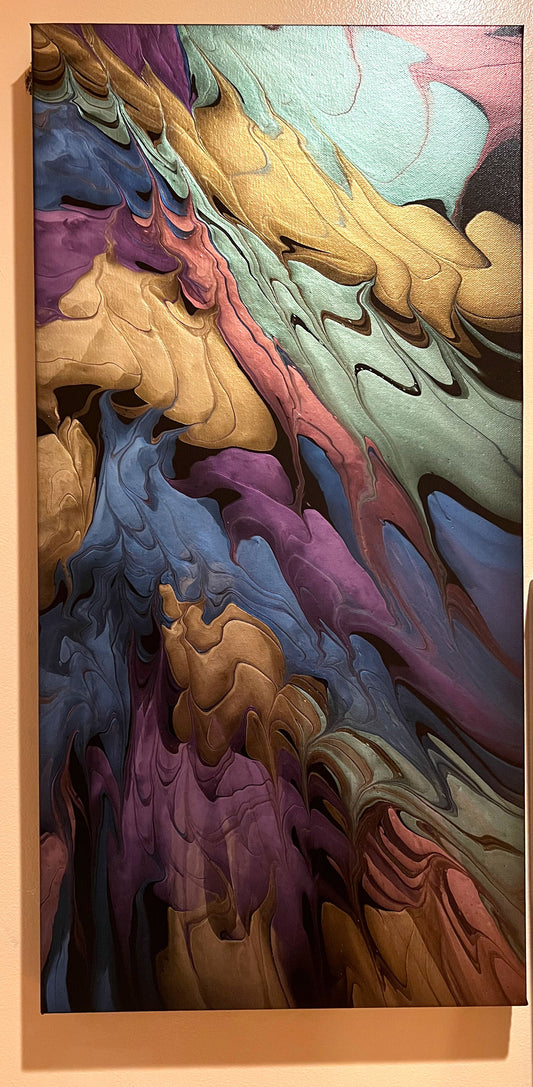 Light Show Abstract Acrylic Art Painting hanging vertically