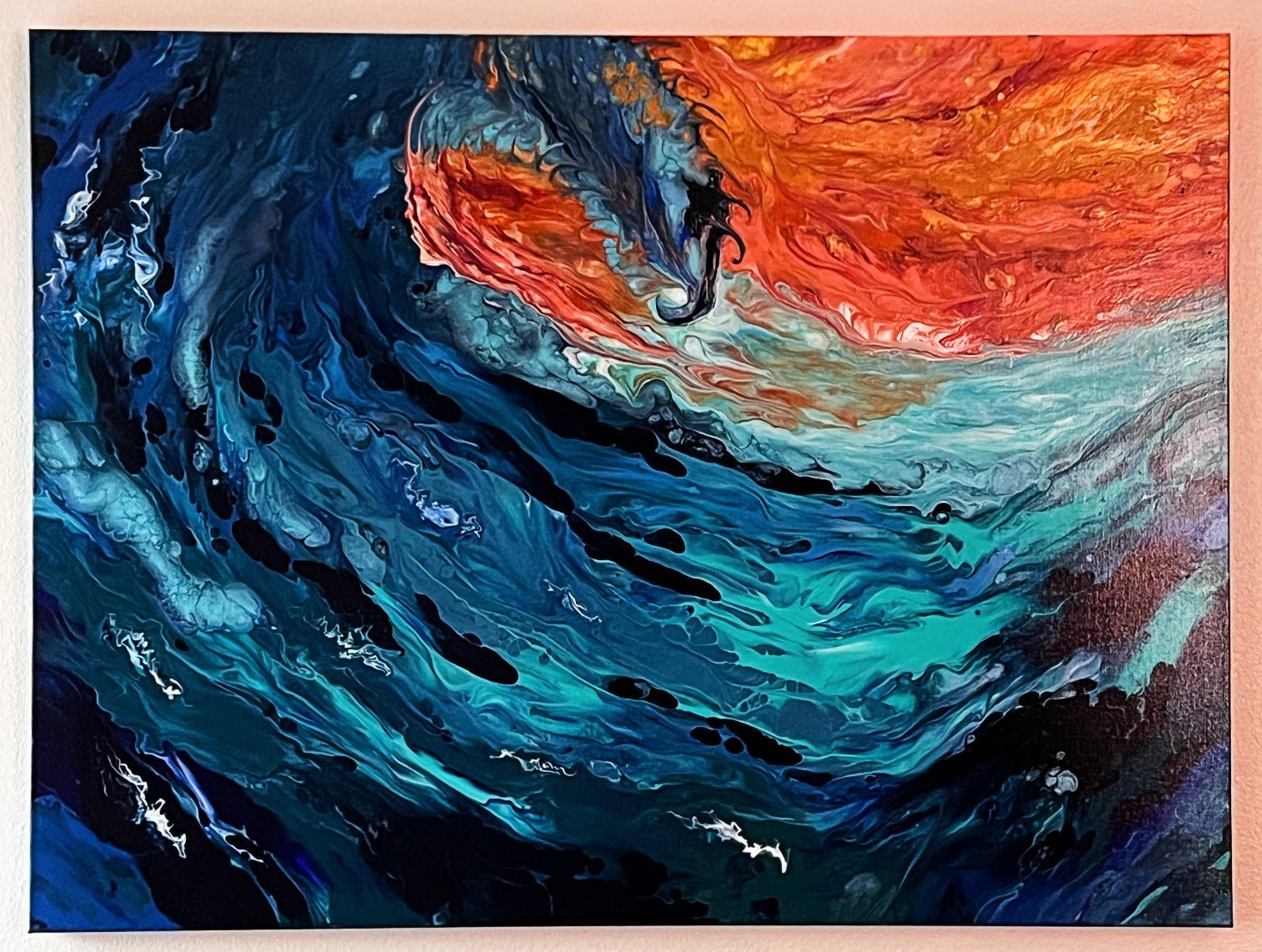 Ocean Wave at Sunset - 30x48 Handpainted - Birdsong Lane Art