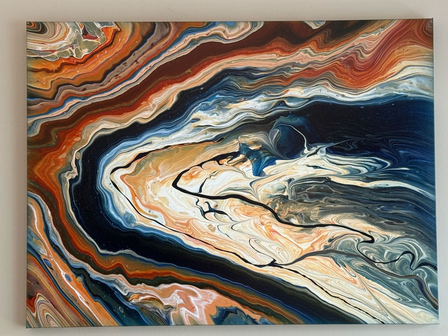 Orange and Blue Cave Abstract Painting 30x40 – Birdsong Lane Art