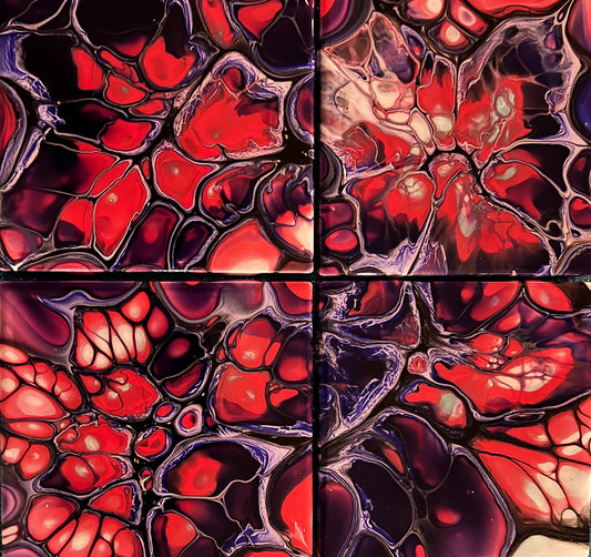 Orange and Purple Coasters Set of 4 - Birdsong Lane Art