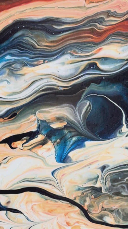 Orange and Blue Cave Abstract Painting 30x40