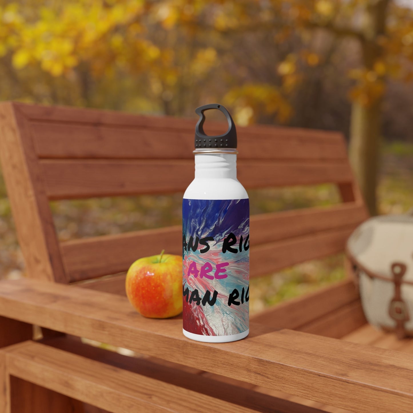 Trans Rights are Human Rights Stainless Steel Water Bottle - Birdsong Lane Art