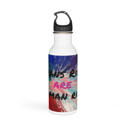 Trans Rights are Human Rights Stainless Steel Water Bottle - Birdsong Lane Art