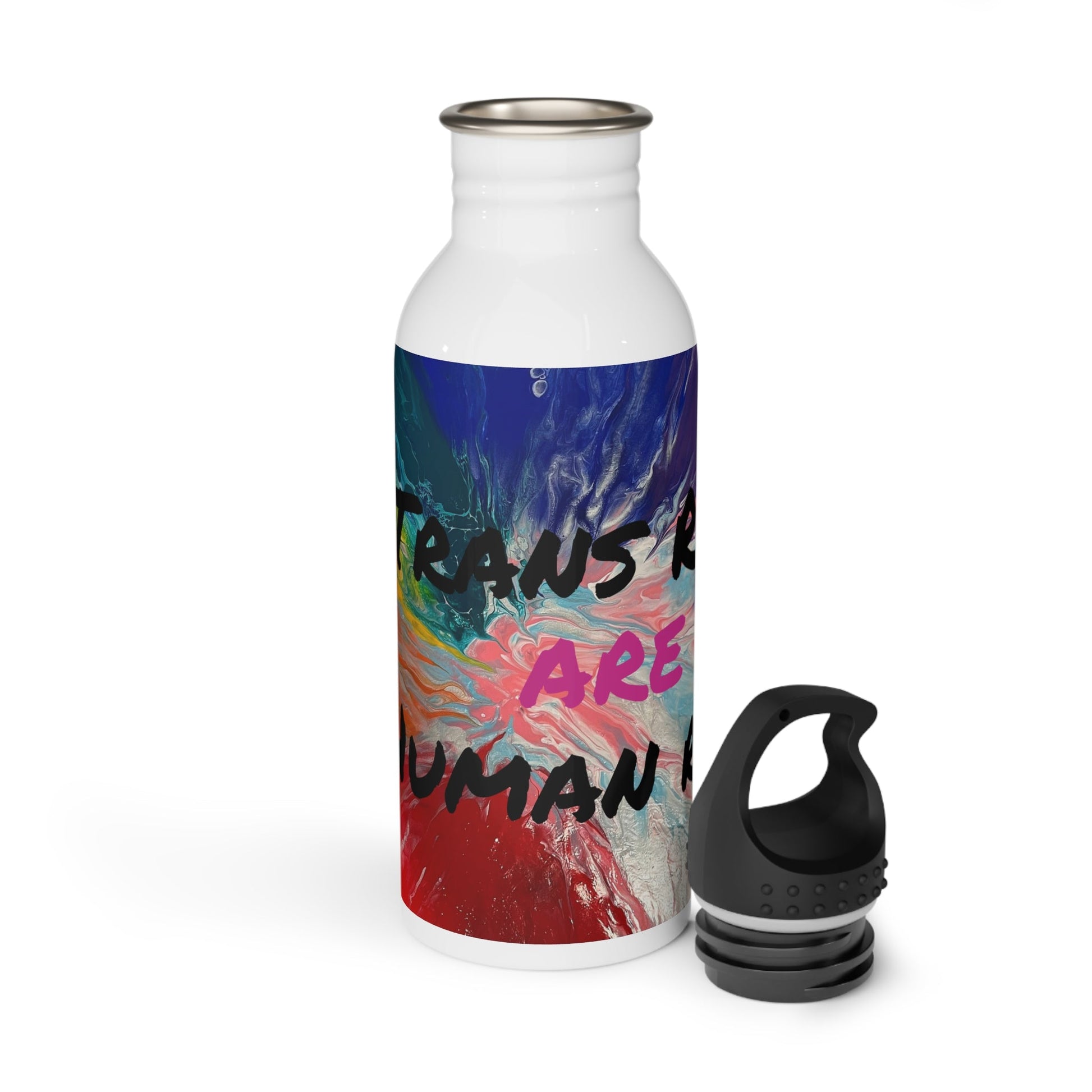 Trans Rights are Human Rights Stainless Steel Water Bottle - Birdsong Lane Art
