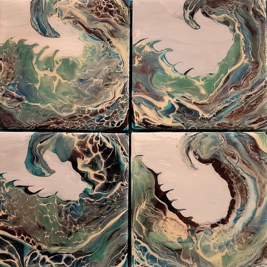Wave Coasters - Set of 4 - Birdsong Lane Art
