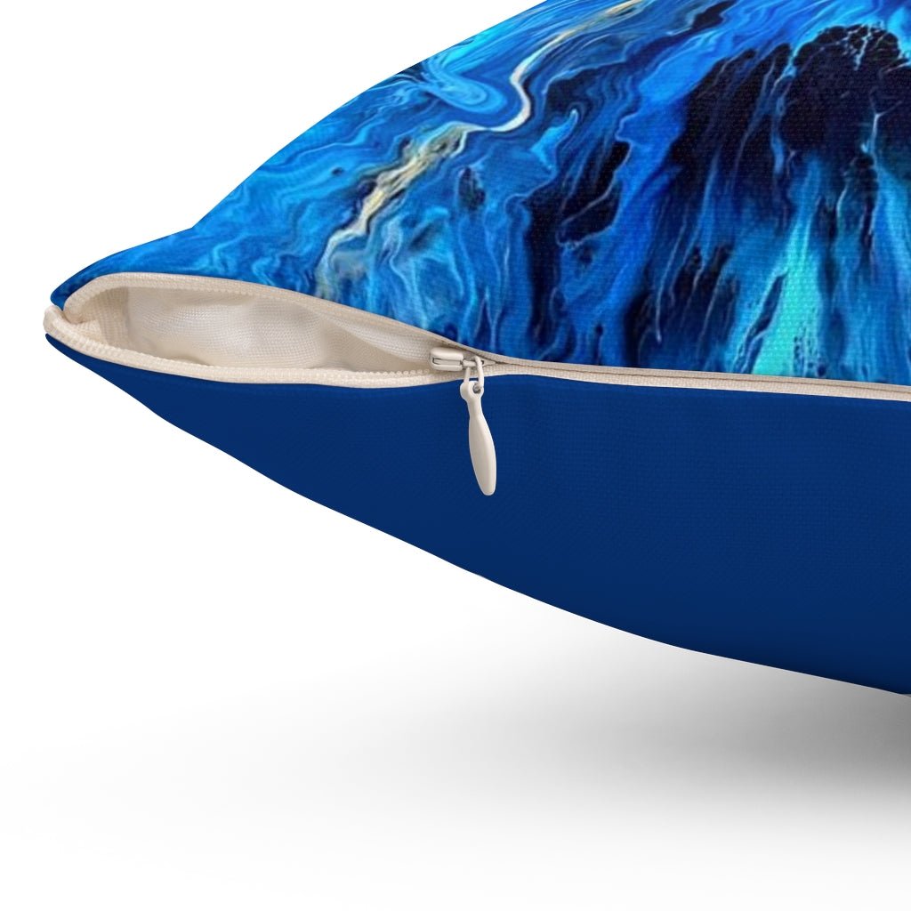 Into the Ocean Spun Polyester Square Pillow - Birdsong Lane Art