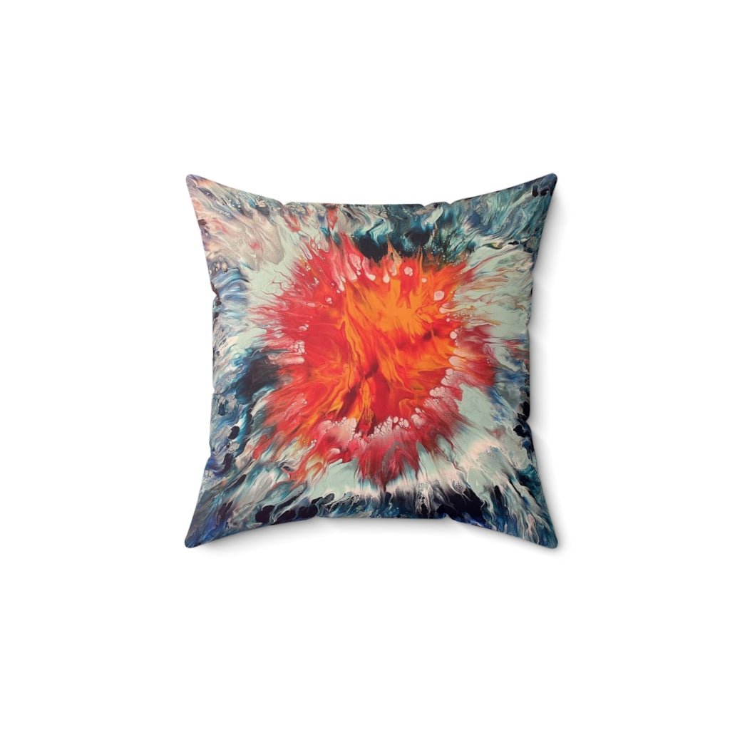 Ocean and Fire Spun Polyester Square Pillow - Birdsong Lane Art