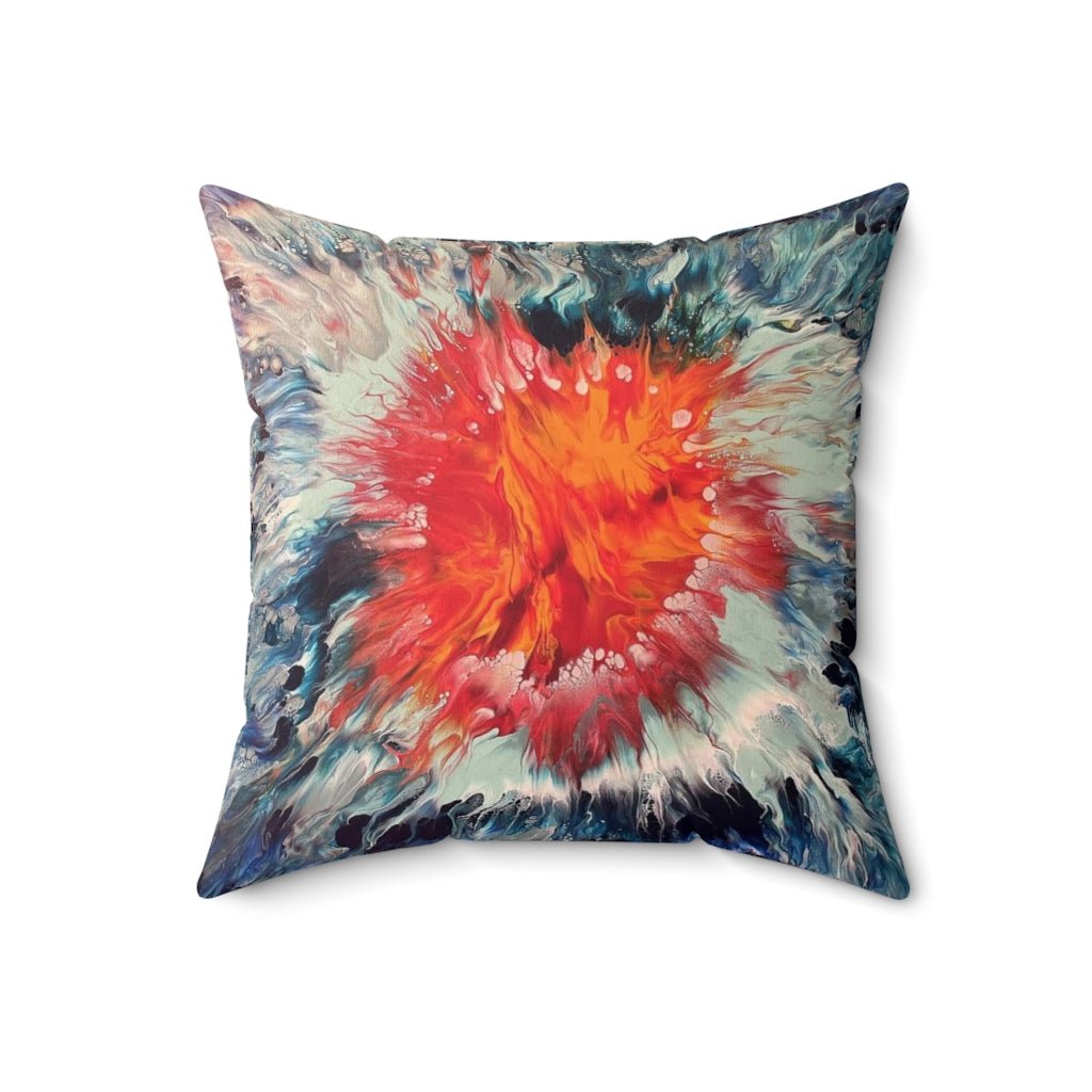 Ocean and Fire Spun Polyester Square Pillow - Birdsong Lane Art