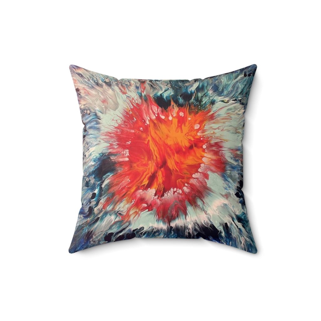 Ocean and Fire Spun Polyester Square Pillow - Birdsong Lane Art