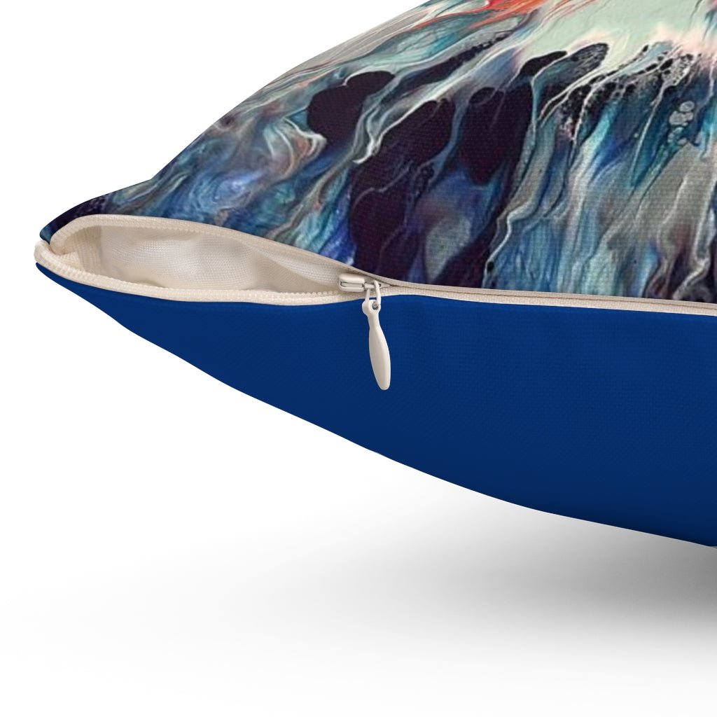 Ocean and Fire Spun Polyester Square Pillow - Birdsong Lane Art