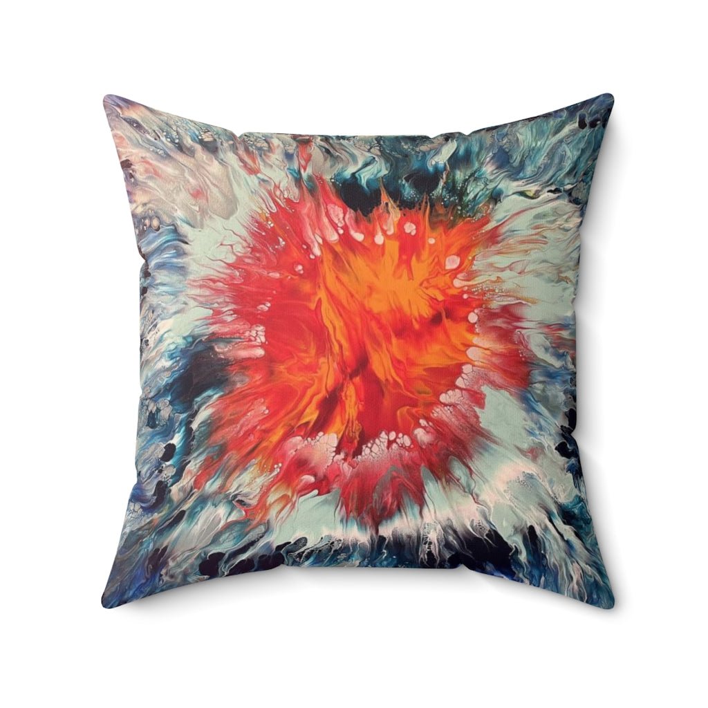 Ocean and Fire Spun Polyester Square Pillow - Birdsong Lane Art
