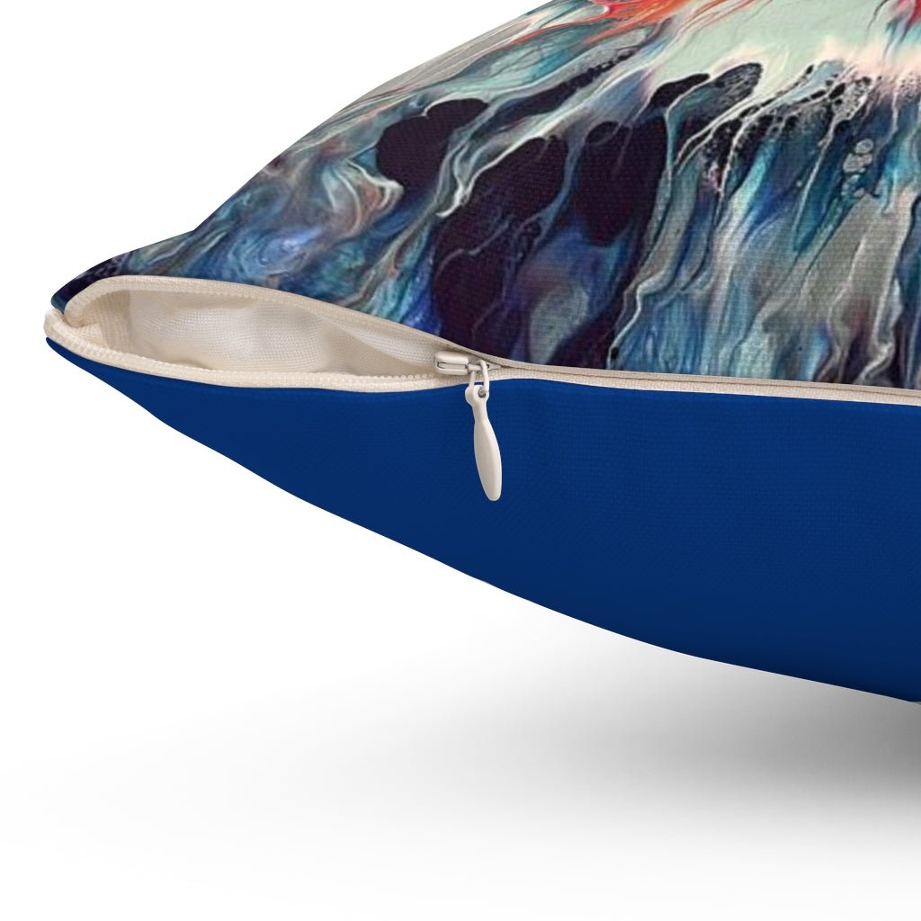 Ocean and Fire Spun Polyester Square Pillow - Birdsong Lane Art